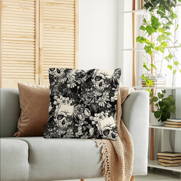Skull Rose Pattern Pillowcase Cushion Cover - Picture 4 of 4